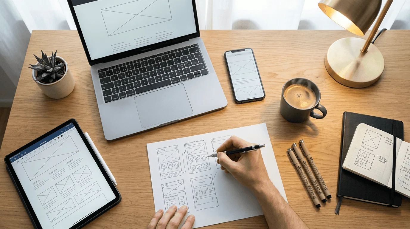 Illustration zum Ratgeber: Webdesign-Trends 2026: Was KMU wirklich hilft